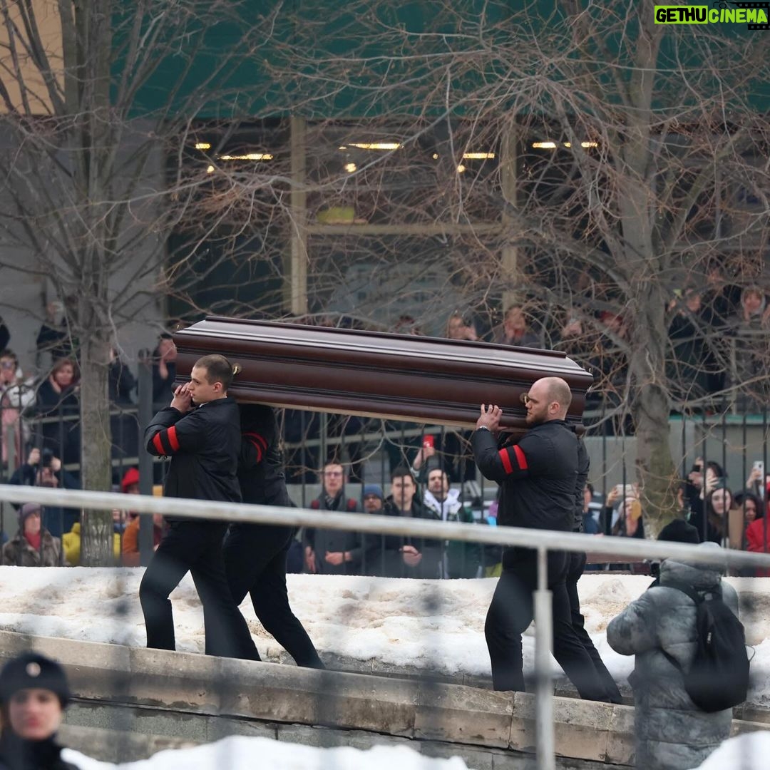 Katie Couric Instagram - More scenes from Alexei Navalny’s funeral service in Moscow, which took place today under tight supervision from the Russian authorities, who have arrested hundreds of mourners at memorial sites since Navalny died. Outside the church and cemetery, thousands of people gathered and chanted “Thank you, Alexei,” and “Russia will be free!” After a procession to the cemetery, Navalny’s coffin was lowered to the Frank Sinatra song “My Way,” and then the final song from “Terminator 2,” which Navalny considered “the best film on Earth.” Alexei Navalny’s wife Yulia, and two children, Daria and Zakhar did not appear to be present at the funeral. Yulia posted a statement on X today dedicated to her husband: “Lyosha, thank you for 26 years of absolute happiness,” she wrote using her husband’s nickname. “I don’t know how to live without you, but I will try to make you up there happy for me and proud of me.” Images via Getty