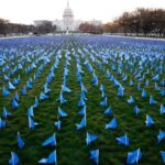 Katie Couric Instagram - Thousands of blue flags have been set up along the National Mall in Washington DC to support more research, funding, and treatement options for colorectal cancer. The installation, organized by Fight Colorectal Cancer (@fightcrc), features 27,400 blue flags, representing the number of people, under 50 who are projected to be diagnosed with colorectal cancer in 2030. Colorectal cancer is now the leading cause of cancer-related deaths in men under 50 and second among young women, trailing only breast cancer. That’s why regular screening and early detection is SO IMPORTANT❗️Please, please speak to your doctor if you haven’t already. As I always say, if not for yourself, do it for your family and loved ones. PS: Thank you to my friend @betsy.lavender for honoring my late husband, Jay Monahan, who died of colon cancer when he was just 42 years old. It means the world to me and my girls. 💙 #coloncancerawarenessmonth
