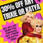Katya Zamolodchikova Instagram - Get 30% Off when you purchase any 3 Trixie or Katya items 🛍️🤩 (Crown collection or sale excluded 👑)Now for a limited time only!!!!! No code needed 💛🩷❤️