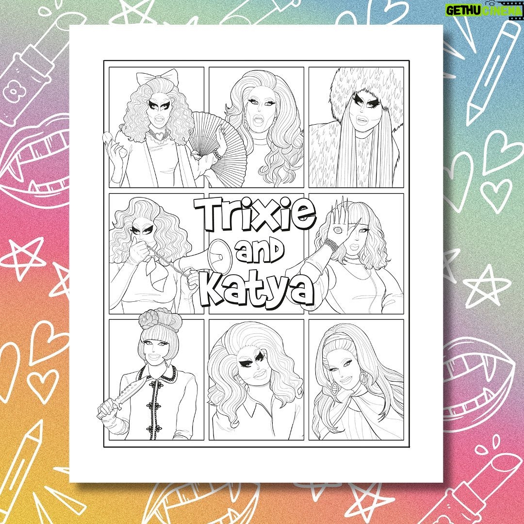 Katya Zamolodchikova Instagram - We heard you asking for a sneak peek at the pages in our official coloring book and we love to give the people what they want. Color us in! Link in bio 🎨💖