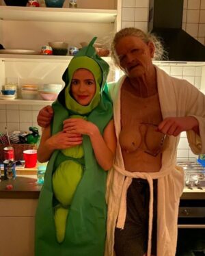 Kaya Scodelario Instagram - #Tb to last years Halloween party at ours with amazing friends and touching etc. - this year I’m alone in Canada, watching schitts Creek in my bathrobe. I’ve never been more afraid. #votehimout #wearamask