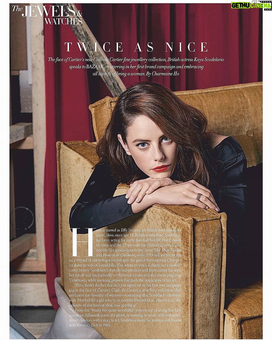Kaya Scodelario Instagram - For @harpersbazaarsg Wearing @cartier ✨