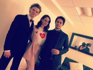 Kaya Scodelario Instagram - Aw... #Tb Found an old pic of us looking pretty dapper in Paris 🍸 miss you boys 💙 Also, LOVED this @victoriabeckham suit - 😎