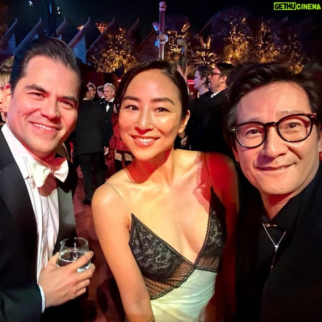 Ke Huy Quan Instagram - First time at @LACMA Art + Film Gala. Starstruck meeting Keanu Reeves and this year’s film honoree David Fincher 🤩🤩. What a great night. I’m a huge fan of David’s movies. He is one of my favorite filmmakers. I was so excited to meet him and then he told me we actually met before.😱 He worked on visual effects on Indy II. WOW—what a small world and a fun connection. We got to spend a brief moment down memory lane. Congratulations again David! Thank you @Audi for having me. Cheers!!! Styled by: @chloekeiko Grooming: @sonialeeartistry Outfitted by: @zegnaoffiical @omega @oliverpeoples @nouvelheritage @grazielagems @churchs