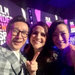 Ke Huy Quan Instagram - It was a fun day at the beach. Loved the vibe of the Spirit Awards. Thank you to @filmindependent for blessing our @everythingeverywheremovie with so many wins. I am so grateful to be a part of this family. And as always I love meeting and talking to people I’ve always admired. I’ve been a fan of @officialjld and @gabunion for a very long time. How can I resist and not ask for a selfie. 😜 Styled by: @chloekeiko Grooming: @sonialeeartistry Suit: @thombrowne Custom Everything Bagel Pin: @vargasgoteojewelry 1st two Photos: @michaelrowephoto for @imdb Red Carpet Photos: @gettyimages Selfies: Yours Truly 😉