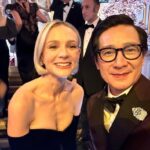 Ke Huy Quan Instagram - The KENERGY is REAL! So much fun at the Oscars. I’m so glad @theacademy brought back past winners to honor this year’s nominees. I was so proud and honored to stand amongst these men in presenting the best supporting actor category. Congratulations to all the winners of the night. Here’s 1 of 2 sets of selfies. 😜 Styling: @chloekeiko Grooming: @anissaemily Dressed by: @giorgioarmani Jewelry: @cartier 💆🏻: @drbarbarasturm