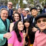 Ke Huy Quan Instagram - Such a fun premiere at The Grove. LOVE JACK BLACK! He has the best reaction to a choreographed punch. #KungFuPanda4 is awesome—the return of the Dragon Warrior. Please go see it. It opens on March 8th. 👊🏼 🐼 Brought a special date—my grandniece Harper all the way from Houston, Texas. ❤️ Styled by: @chloekeiko Grooming by: @sonialeeartistry