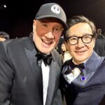 Ke Huy Quan Instagram - I was super excited to return to the @CriticsChoice Awards this year to watch my childhood hero be celebrated for his life’s work. My highlight last night was most definitely witnessing Harrison Ford receive his Career Achievement Award. Congratulations again, Harrison!!!! It’s always a blast to be with my LOKI family. Finally got a picture with Kevin Feige. I realized we never took a selfie together before. 🎉🍾🥂 Styled by: @chloekeiko Grooming: @anissaemily Look by @dior Glasses @oliverpeoples Watch @vacheronconstantin Brooch @davidyurman