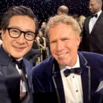 Ke Huy Quan Instagram - I was super excited to return to the @CriticsChoice Awards this year to watch my childhood hero be celebrated for his life’s work. My highlight last night was most definitely witnessing Harrison Ford receive his Career Achievement Award. Congratulations again, Harrison!!!! It’s always a blast to be with my LOKI family. Finally got a picture with Kevin Feige. I realized we never took a selfie together before. 🎉🍾🥂 Styled by: @chloekeiko Grooming: @anissaemily Look by @dior Glasses @oliverpeoples Watch @vacheronconstantin Brooch @davidyurman