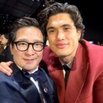 Ke Huy Quan Instagram - I was super excited to return to the @CriticsChoice Awards this year to watch my childhood hero be celebrated for his life’s work. My highlight last night was most definitely witnessing Harrison Ford receive his Career Achievement Award. Congratulations again, Harrison!!!! It’s always a blast to be with my LOKI family. Finally got a picture with Kevin Feige. I realized we never took a selfie together before. 🎉🍾🥂 Styled by: @chloekeiko Grooming: @anissaemily Look by @dior Glasses @oliverpeoples Watch @vacheronconstantin Brooch @davidyurman