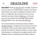 Ke Huy Quan Instagram - Happy New Year, everyone! Hope you’re doing well. Thrilled to share this news. Can’t wait to be on set for this. Cheers! 🤗