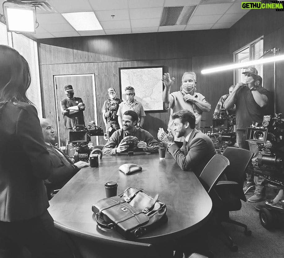 Keegan Allen Instagram - There is a video that I really want to post (a bts video) of how @cobybellagram memorizes his dialogue using music, but it has a spoiler in it so ENJOY TONIGHT’s newest episode of WALKER! Also, @dave_annable has great hair