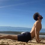 Keegan Allen Instagram - Did yoga on the beach for xmas and I videoed it for form check. (Swipe) A few days later, stumbled upon an old photo of my dad doing yoga on the beach! Same pose! That’s cool. A little 🌊 wave 👋🏻 hello through a 🪟 window of timelines