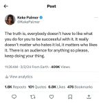 Keke Palmer Instagram - I think this is so important to remember because so many people have opinions. No where does it say that everyone has to love you for your business to thrive. In fact, many people make successful businesses out of people hating them 🤣. Never allow your value to be subject to TASTE. Being “good” and “entertaining” is quite subjective. I have experienced this so many times in my life and in so many ways and at some point people just realize you know who you are and you have your own vision. You can’t help but respect consistency and self acceptance. Some shit ain’t for you. And that’s okay! 😌