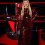 Kelly Clarkson Instagram - Last night’s look from the @nbcthevoice ✨ Wearing: Dress and Gloves: @thevampireswife Harnesses: @alexandermcqueen Styling: @cdicelove13 Hair: @robertramoshair Makeup: @gloglomakeup - Team KC