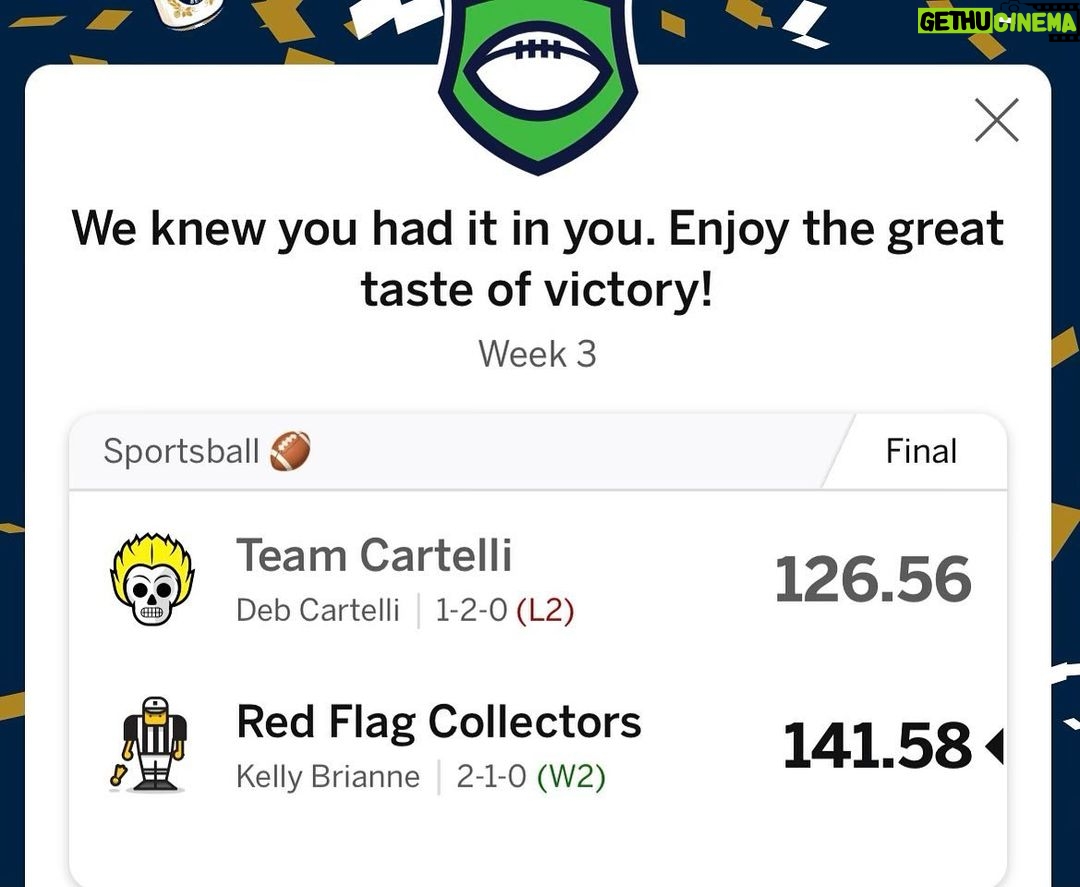 Kelly Clarkson Instagram - I would like to take a minute to personally thank my fantasy football team for kicking ass this week! #RedFlagCollectors for the win!! They got me 141 points, y’all! @kirkcousins @amaricooper9 @kenneth_walker9 @famousmoss #AJBrown @mandrews @jamesconner @kooyounghoe @49ers defense