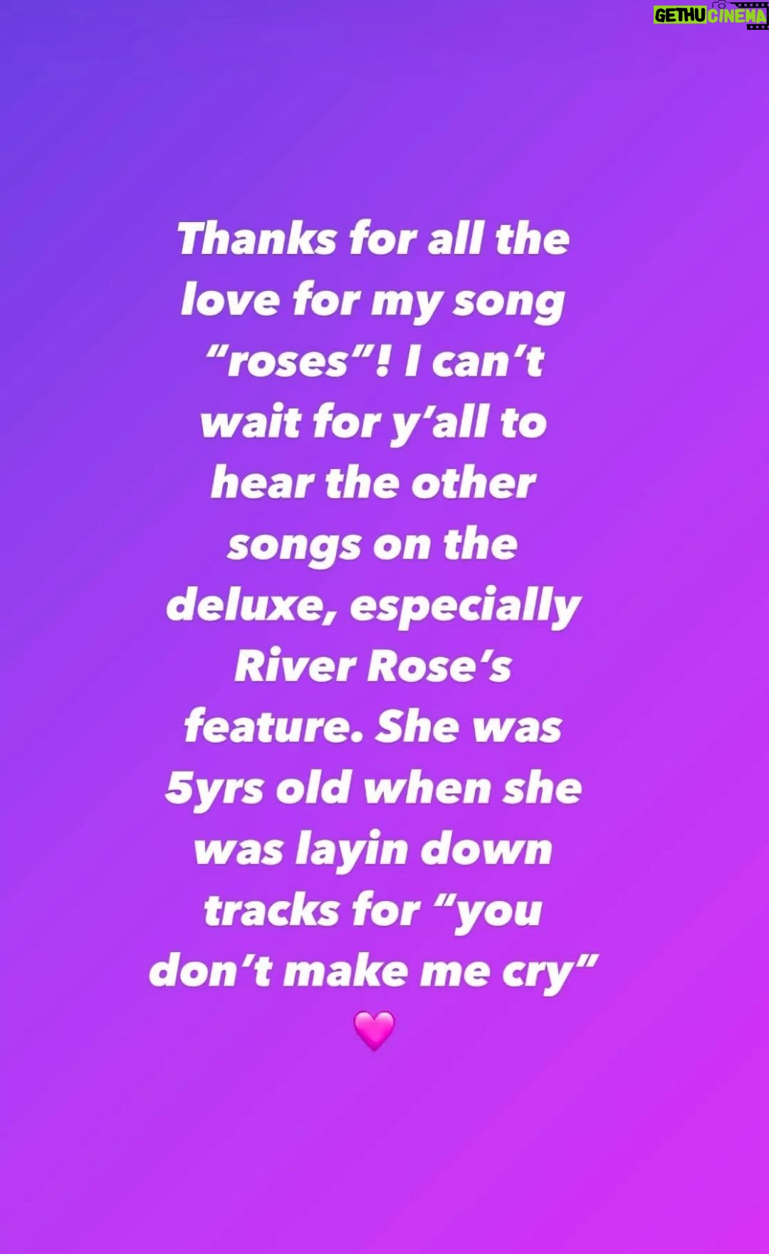 Kelly Clarkson Instagram - Thanks for all the love for my song “roses”! I can’t wait for y’all to hear the other songs on the deluxe, especially River Rose’s feature. She was 5yrs old when she was layin down tracks for “you don’t make me cry” ❤️ #chemistry