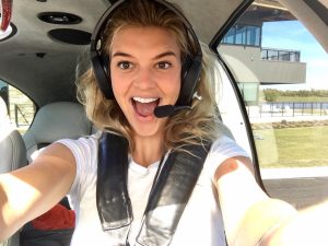 Kelly Rohrbach Instagram - Roger, that! clear the runway, im flying this hog today 😬😱👻 #firstflyinglesson✈️