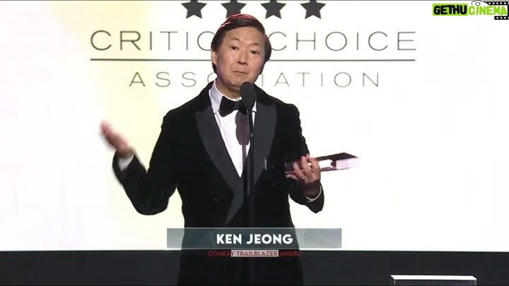 Ken Jeong Instagram - A belated thank you to the @CriticsChoice Association for honoring me last month with the Comedy Trailblazer Award and a special thank you to #RandallPark for the kindest introduction. Love you, brother. ❤️🤗🙏