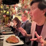 Ken Jeong Instagram - repost @tranhojeong Happy Lunar New Year 🧧 of the Dragon! We recently hosted a fundraiser for APM Studio’s podcast The Splendid Table at our favorite restaurant, Crustacean in Beverly Hills. It was a magical evening with Splendid Table host Francis Lam interviewing our dear family friend Chef Helene An. A big thank you to the whole An family including Chef Helene’s daughters Elizabeth, Hannah, Cathy, and Jacqueline for a fabulous event and delicious dinner with new and old friends. Please support American Public Media and listen to The Splendid Table. The recent Happy Lunar New Year episode was fabulous! Photos: 1) Francis Lam, Chef Helene with daughters Jaqueline, Hannah, and Cathy An. 2) Interview 3) Famous crab with garlic noodles 4) Joanne Griffith, Chief Content Officer for APM 5) Conversation with Hannah, Cathy, and Chef Helene An 6) Cathy Kim, my college roommate #splendidtable #apmstudios #crustaceanbeverlyhills
