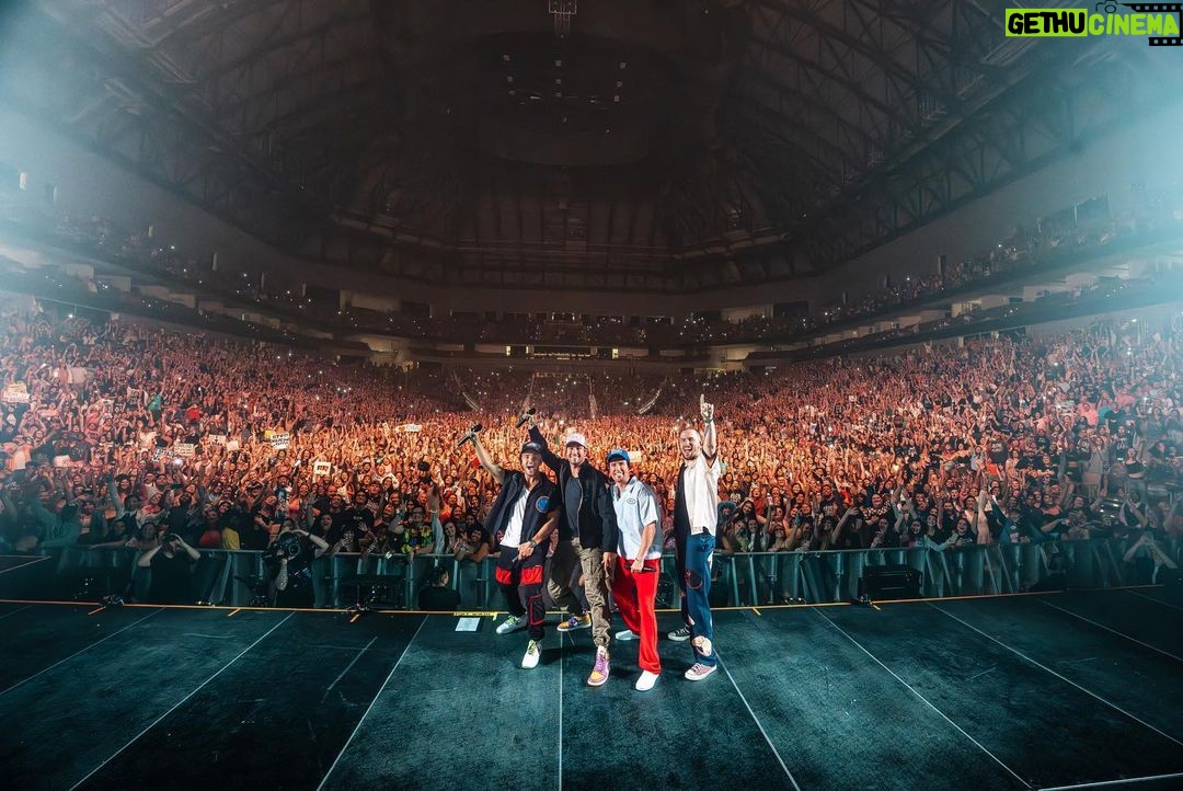 Kendall Schmidt Instagram - No better place to start the CAN’T GET ENOUGH TOUR than @dickiesarena in Fort Worth! Thank you everyone who came out and partied with us. Grateful to rock out with y’all! 🤠 @bigtimerush 📸- @parisvisone