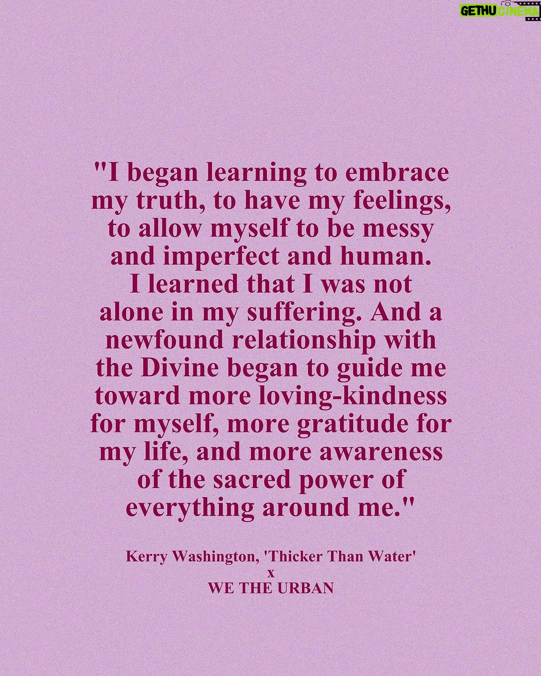 Kerry Washington Instagram - Today, the incomparable @KerryWashington joins us to share nine beams of wisdom from her beautifully intimate memoir, 'Thicker than Water.' This is a must-read for anyone who has ever asked themselves”: “Who Am I?” “What is my truest and most authentic self?” or “How do I find a deeper sense of connection and belonging?” Within its pages, Kerry bares her soul, recounting moments that tore her identity apart, and the revelations that pieced it back together. Guided by mentors, and fortified by self-belief, she stepped into stardom, political advocacy, and, above all, deep self-understanding. It's not just a memoir, but a blueprint for anyone seeking clarity in their own stories. As we navigate our own paths, may her journey of rediscovery and resilience remind us all of the power within, the strength of authenticity, and the undeniable beauty of self. Don't miss out; grace your bookshelf and spirit with 'Thicker than Water.’ Find out where at kerrywashingtonbook.com 🧡