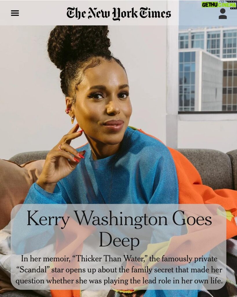 Kerry Washington Instagram - “I always had this nagging sense that there was something fraudulent about (my life). I didn’t quite know myself well enough.” Thank you @nytimes @lizegan3. I’m so grateful that you gave me the space to reflect and share about the crazy intimate process of writing #ThickerThanWater ♥🌊 ♥🌊 ♥🌊
