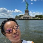 Kerry Washington Instagram - I write about this in my memoir Thicker Than Water, but I ALWAYS get emotional sailing toward the Statue of Liberty. Both my mother’s parents came to this country from Jamaica. I think of my grandmother, Isabelle, as a young woman, risking it all to adventure into the unknown and seek a better life for herself and her future generations. I think of how brave it was for her to come here with so little but with the willingness to dream of something more. And while I am SO nervous (and SO excited!) to share my story with you all, I am so deeply grateful for my ancestors. For their courage. And resilience. And hope. And faith. And because of them, those qualities live in me too. I pray that Thicker Than Water is a testament to the love, courage, power and strength of the family that I have been born into and the tremendous sacrifices that they have made along the way.  🗽❤️ Statue of Liberty New York
