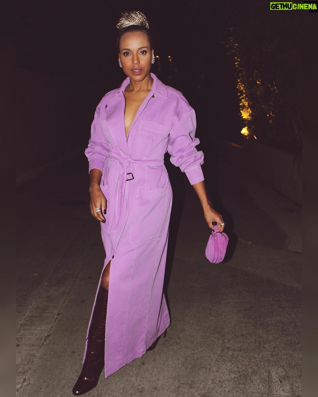 Kerry Washington Instagram - #AboutLastNight had the honor of interviewing @oprah @tarajiphenson @daniebb3 and @tasiasword about the sisterhood and beauty that is @thecolorpurple. And obv had to wear purple out of RESPECKTAH ππΎπ