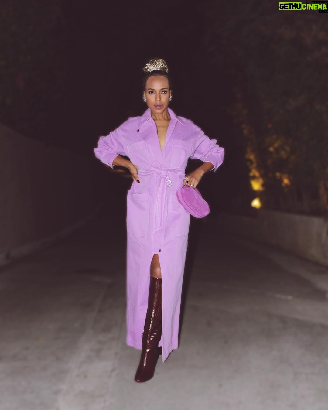 Kerry Washington Instagram - #AboutLastNight had the honor of interviewing @oprah @tarajiphenson @daniebb3 and @tasiasword about the sisterhood and beauty that is @thecolorpurple. And obv had to wear purple out of RESPECKTAH ππΎπ