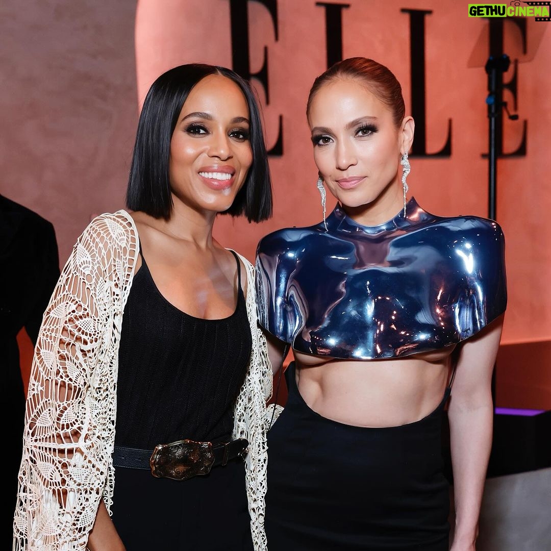 Kerry Washington Instagram - A night celebrating fabulously excELLEent women in Hollywood. It was an honor to honor you @evalongoria congratulations mi hermana 💖✨ #ELLEWIH