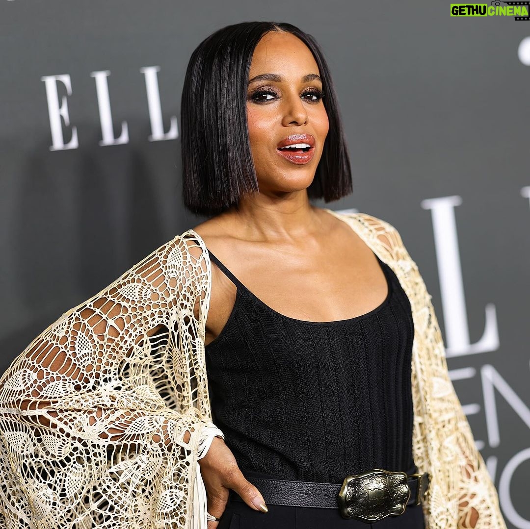 Kerry Washington Instagram - A night celebrating fabulously excELLEent women in Hollywood. It was an honor to honor you @evalongoria congratulations mi hermana 💖✨ #ELLEWIH