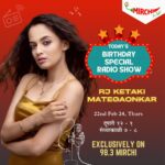 Ketaki Mategaonkar Instagram - गायिका, अभिनेत्री अशा सगळ्या गोष्ट A१ करणारी गुणी कलाकार @ketakimategaonkar आज बनलीय 98.3 Mirchi वर RJ ऐकुया आजचा हा Birthday special Show 12PM आणि 7 PM . . . #ketakimategaonkar #praju #paraju #timepass #birthday #celebrityrj #mirchimarathi