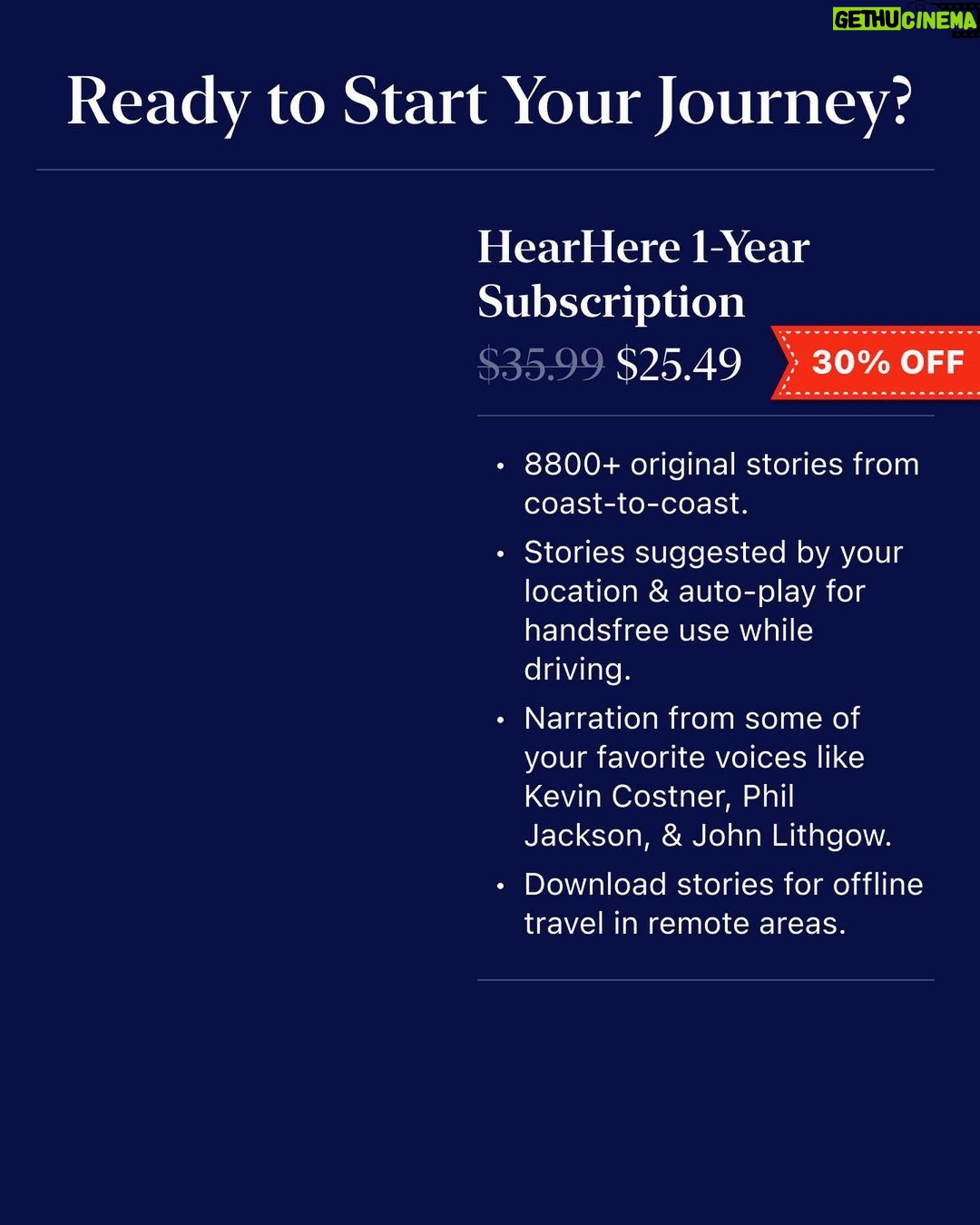 Kevin Costner Instagram - Sharing a deal from @hearheredotcom—a project I'm involved in that's for people like me, who love to travel and learn the history of the places they discover. Take 30% off a 1 Year Subscription to the HearHere app now through Monday. Link in bio for the exclusive #kevincostnermodernwest discount. It’s the best way to learn about the places you’re driving through with 8800+ audio stories across the US. Never take a boring road trip again! Download now and try your first 5 stories free. . . . . App only available for iOS users. Discount only applicable to 1 Year Subscription plan. Offer expires 2/21/2022. Terms & Restrictions apply.