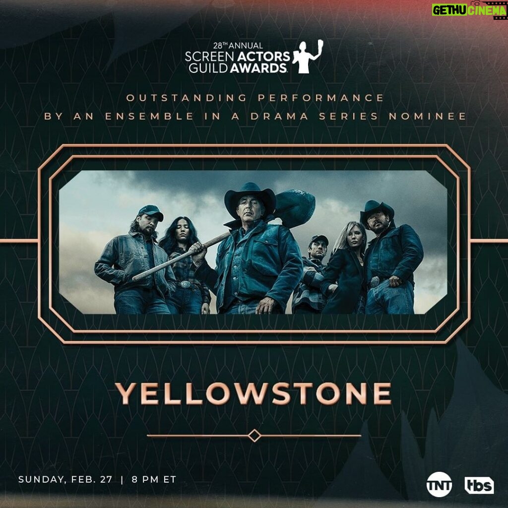 Kevin Costner Instagram - We’ve got an incredible group of actors on #Yellowstone. Thank you @sagawards for the nomination!