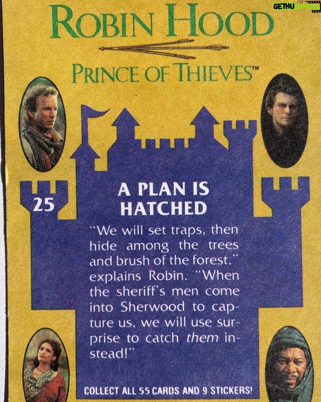 Kevin Costner Instagram - Just came across these throwback Robin Hood trading cards 😂 Who thinks we should bring trading cards back?
