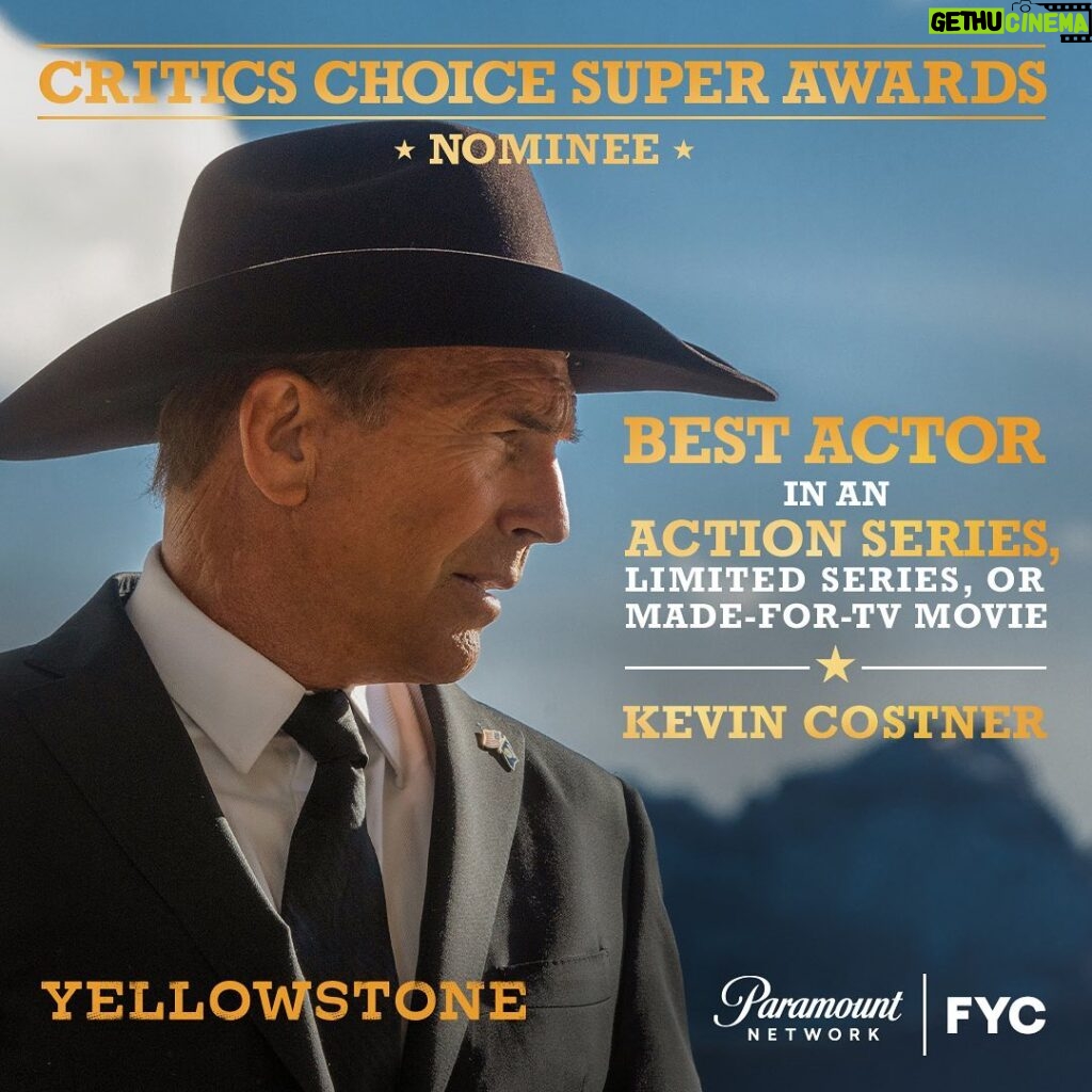 Kevin Costner Instagram - Thank you to the @ccsuperawards for the nomination 🤠
