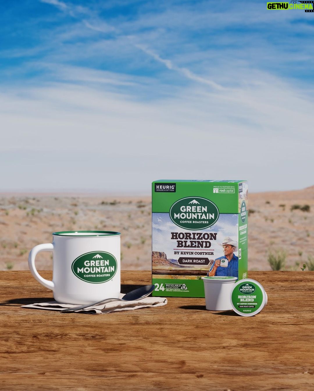 Kevin Costner Instagram - #ad My “collab” with @greenmtncoffee is a tribute to the spirit of the West. We put so much thought into the creation and taste of this bold and smoky dark roast. I hope you all love it as much as I do. Horizon Blend by Kevin Costner is available now at Keurig.com. Enjoy!