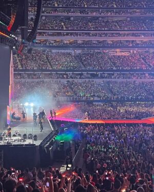 Kevin Costner Instagram - My videos are blurry, but I had an amazing time with my daughter at the @taylorswift show. I was absolutely blown away watching her art bring so many people together. 

I had a great view of her band and had a blast watching them, too. An inspiring night. I’m officially a Swiftie!