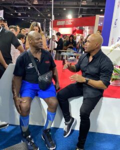 Kevin Levrone Instagram - Day 2 highlight for me was catching us with my brother @ronniecoleman8 Love this man we grew up together spending many years touring the world competing. #onelove #kevinlevrone #ronniecoleman #brothersofiron Dubai Muscle Show