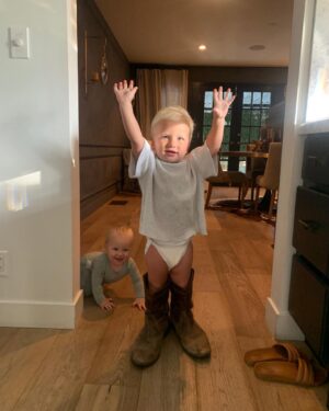 Kevin McKidd Instagram - Friday cuteness alert! Walking in his papas cowboy boots ;) I can't with these two...