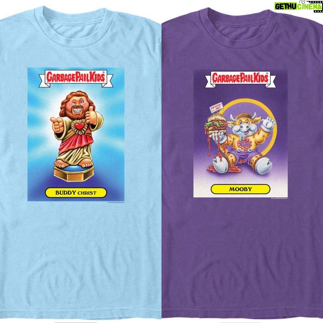 Kevin Smith Instagram - All the awesome artwork from the @officialgarbagepailkids & #askewniverse collaboration has migrated from trading cards to t-shirts, sold exclusively at @fanatics! Visit their website and wrap yourself up in Kevin Smith’s Garbage! #KevinSmith #fanatics #garbagepailkids #garbagepailkidscards