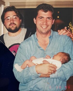 Kevin Smith Instagram - This is the face of 53 - which I turned today. But 53 years ago, my selfish streak started when I  committed the crime of being born on my brother Don’s birthday. For his first three years, Donald enjoyed his own birthday, and all the inherent attention that comes with it. Then, like the dawning of a dark age came the annus horribilis of 1970, when for my brother’s 4th birthday, he received the gift of an attention hogging time terrorist, who took up permanent residence on his special day, absorbing it as his own. And ever since then, Don has had to share the only gift nobody can ever take away from you with an insatiable black hole of a brother who sucks away all the attention. So Happy Birthday not to me, but to my beloved brother Donald, my favorite audience member, who made me realize I was funny in the first place and instilled in me the only class I’ve ever exhibited; whose sense of humor and musical taste influenced my own; whose Wacky Packages I stole and who gave me my first Mad Magazines; who always augmented my meager finances during my late teens and early 20’s. Thank you, my only brother, for graciously sharing your birthday with me for over half a century, and for being a role model I’m still trying to match. I love you to death, Don! #KevinSmith #birthday