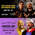 Kevin Smith Instagram - The @moobyspopup returns to San Diego for @comic_con! Like last year, we’re taking over @tinroofsandiego for 3 days of food and fun (and if you’re Vegan like me, @UnrealDeli will have you covered)! Wanna eat with us? There’s a link in my bio to make reservations! Come shop in our pop-up store or hit the bar at night for live music at #moobysafterdark! Sadly, all the tickets to the #jayandsilentbobgetold, #hollywoodbabbleon and #fatmanbeyond live shows sold out (courtesy of pre-sales to #thatkevinsmithclub members). But you can still join me, @jaymewes, @ralphgarman & @marcbernardin for photo ops during the Con at the Tin Roof! Links to photo ops reservations are also in my bio above! I won’t be doing a Hall H panel this year, which means the #moobyspopup is the only place to see me! And you gotta eat to stay alive during #comiccon, so come sustain yourself with a #moobys meal at Tin Roof and shop ‘til you drop while you’re there! (Amazing art by @thedarknatereturns!) #KevinSmith