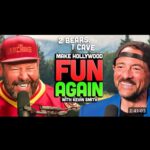 Kevin Smith Instagram – I had *such* a great time doing #2bears1cave with the hysterically real @bertkreischer! This was instantly an all-time fave podcast for me with a kindred spirit. We covered so many topics and material over nearly 3 hours that just flew by. Check it out on the @ymhstudios @youtube channel now and watch my face: it’s full of legit joy. I could giddily spend hours guessing his alternative movie titles derived solely from a flick’s plot points (for example: “BenAndMattGetWings”). Only thing missing: @seguratom (who I also had a blast with in November on the  #yourmomshousepodcast). This whole episode reminded me of the heady days of #smodcast with @samosier and made me wanna get back into weekly podcasting. Give it a watch/listen if you’ve got a few hours to spare (and go see #themachine in theaters this weekend). #KevinSmith #bertkreischer #yourmomshouse