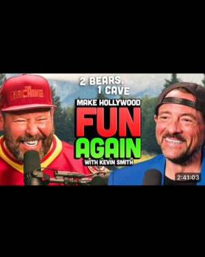 Kevin Smith Instagram - I had *such* a great time doing #2bears1cave with the hysterically real @bertkreischer! This was instantly an all-time fave podcast for me with a kindred spirit. We covered so many topics and material over nearly 3 hours that just flew by. Check it out on the @ymhstudios @youtube channel now and watch my face: it’s full of legit joy. I could giddily spend hours guessing his alternative movie titles derived solely from a flick’s plot points (for example: “BenAndMattGetWings”). Only thing missing: @seguratom (who I also had a blast with in November on the  #yourmomshousepodcast). This whole episode reminded me of the heady days of #smodcast with @samosier and made me wanna get back into weekly podcasting. Give it a watch/listen if you’ve got a few hours to spare (and go see #themachine in theaters this weekend). #KevinSmith #bertkreischer #yourmomshouse