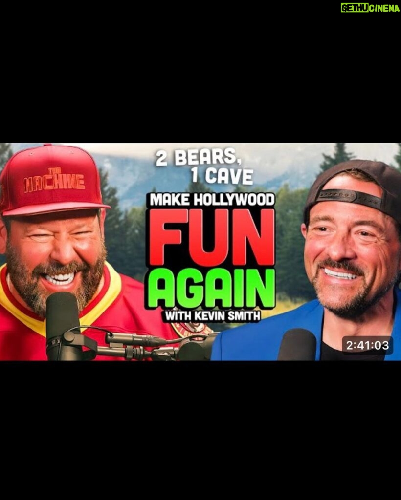 Kevin Smith Instagram - I had *such* a great time doing #2bears1cave with the hysterically real @bertkreischer! This was instantly an all-time fave podcast for me with a kindred spirit. We covered so many topics and material over nearly 3 hours that just flew by. Check it out on the @ymhstudios @youtube channel now and watch my face: it’s full of legit joy. I could giddily spend hours guessing his alternative movie titles derived solely from a flick’s plot points (for example: “BenAndMattGetWings”). Only thing missing: @seguratom (who I also had a blast with in November on the #yourmomshousepodcast). This whole episode reminded me of the heady days of #smodcast with @samosier and made me wanna get back into weekly podcasting. Give it a watch/listen if you’ve got a few hours to spare (and go see #themachine in theaters this weekend). #KevinSmith #bertkreischer #yourmomshouse