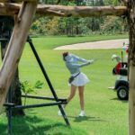 Khemanit Jamikorn Instagram - Energy flows where focus goes. 🏌🏻‍♀️⛳️🌞 ถ้ากระโปรงปลิวแปลว่าตีถูก☺️😂✌🏻🩵 . . . #panpangolffamily #nonstopgolfgang #panpancakelovegolf 🩵🌞👍🏻✌🏻⛳️🏌🏻‍♀️ @robinswoodgolfclub Robinswood Golf Club