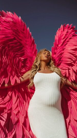 Khloë Terae Instagram - You guys asked me to shoot a beautiful pregnant women with angel wings and I heard you @khloe 🤍 
“Ocean” is gonna be the cutest little angel🫶🏾 who wants to shoooot? in #losangeles