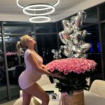 Khloë Terae Instagram - Love at first sight 🎀💐💕✨ @fashionnova “Sleepy dayz romper in size M” #30weeks Dubai, United Arab Emirates
